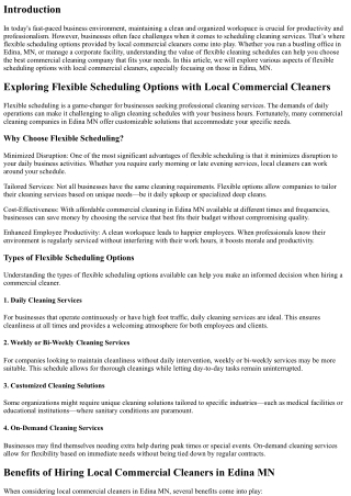 Exploring Flexible Scheduling Options with Local Commercial Cleaners