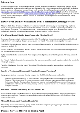 Elevate Your Business with Health Point Commercial Cleaning Services