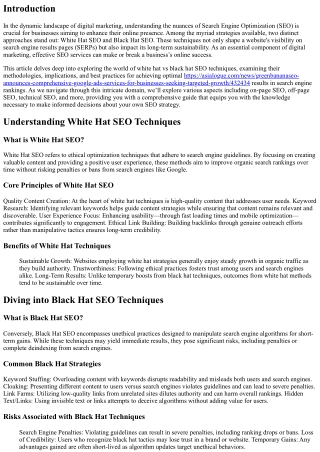 Exploring the World of White Hat vs Black Hat SEO Techniques