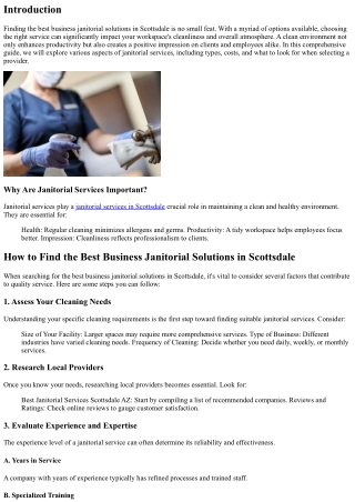How to Find the Best Business Janitorial Solutions in Scottsdale