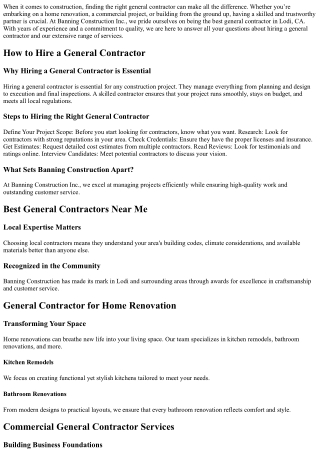 Commercial Services Offered by Banning Construction Inc A Comprehensive Guide