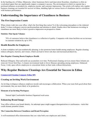 Why Regular Business Cleanings Are Essential for Success in Edina