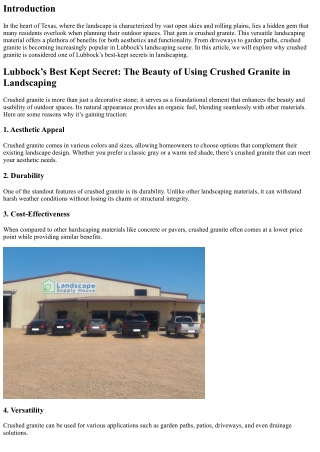 Lubbock’s Best Kept Secret: The Beauty of Using Crushed Granite in Landscaping