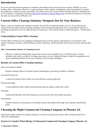 Custom Office Cleaning Solutions: Designed Just for Your Business
