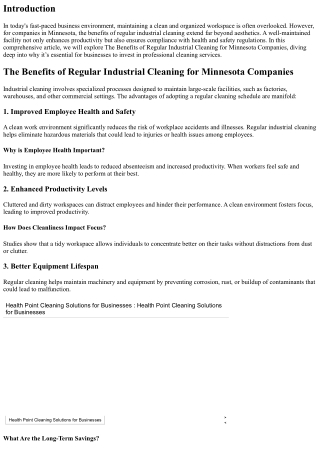 The Benefits of Regular Industrial Cleaning for Minnesota Companies
