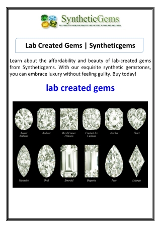 Lab Created Gems Syntheticgems