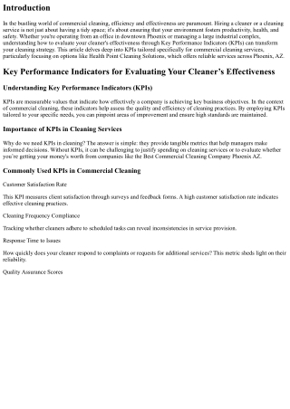 Key Performance Indicators for Evaluating Your Cleaner’s Effectiveness