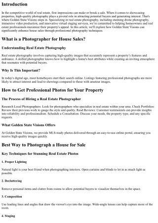 How Golden State Visions Can Increase House Sales with Professional Photography