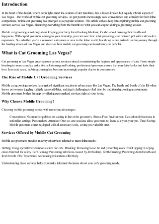 Exploring Mobile Cat Grooming Services Across Las Vegas