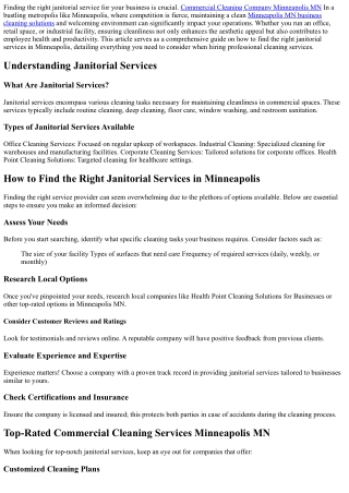 How to Find the Right Janitorial Services in Minneapolis