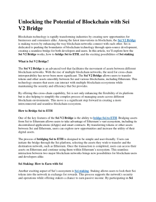 Unlocking the Potential of Blockchain with Sei V2 Bridge