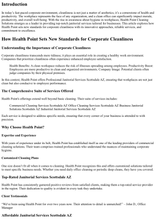 How Health Point Sets New Standards for Corporate Cleanliness