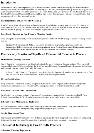 Eco-Friendly Practices of Top-Rated Commercial Cleaners in Phoenix