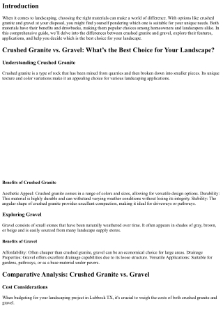 Crushed Granite vs. Gravel: What’s the Best Choice for Your Landscape?
