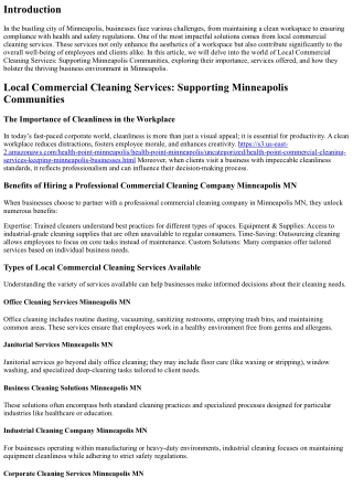Local Commercial Cleaning Services: Supporting Minneapolis Communities