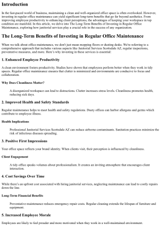 The Long-Term Benefits of Investing in Regular Office Maintenance