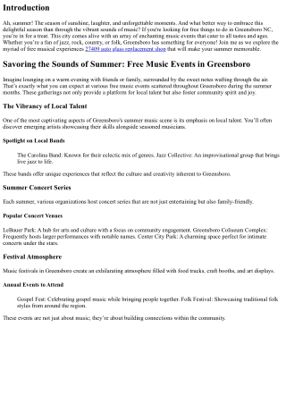 Savoring the Sounds of Summer: Free Music Events in Greensboro