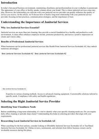 How to Build a Long-Term Relationship with Your Janitorial Service Provider