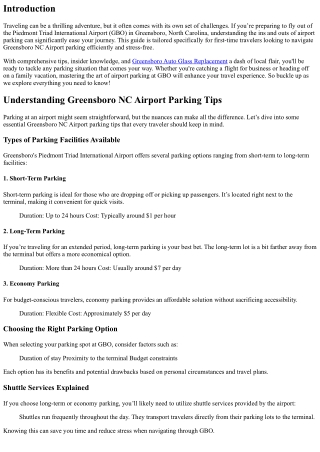 Navigating Greensboro NC Airport Parking: Insider Tips for First-Time Travelers
