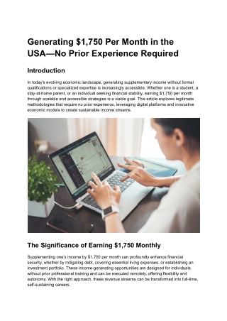 Best Generating $1,750 Per Month in the USA—No Prior Experience Required