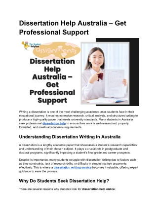 Dissertation Help Australia – Get Professional Support