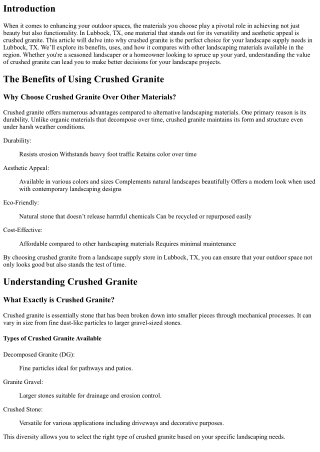 Why Crushed Granite is the Perfect Choice for Your Landscape Supply Needs in Lub