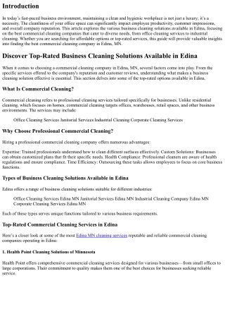 Discover Top-Rated Business Cleaning Solutions Available in Edina