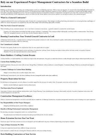 Rely on our Experienced Project Management Contractors for a Seamless Build