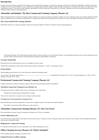 Affordable and Reliable: The Best Commercial Cleaning Services in Phoenix