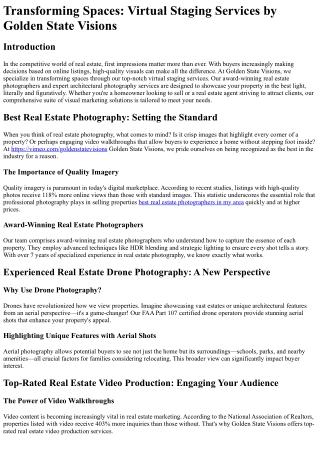 Transforming Spaces Virtual Staging Services by Golden State Visions