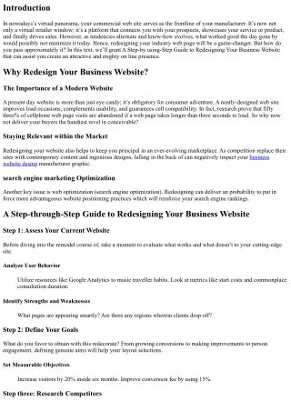 A Step-by way of-Step Guide to Redesigning Your Business Website