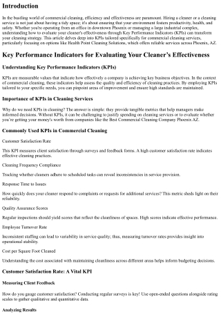 Key Performance Indicators for Evaluating Your Cleaner’s Effectiveness