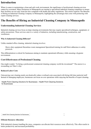 The Benefits of Hiring an Industrial Cleaning Company in Minneapolis