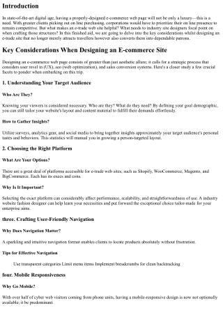 Key Considerations When Designing an E-commerce Site