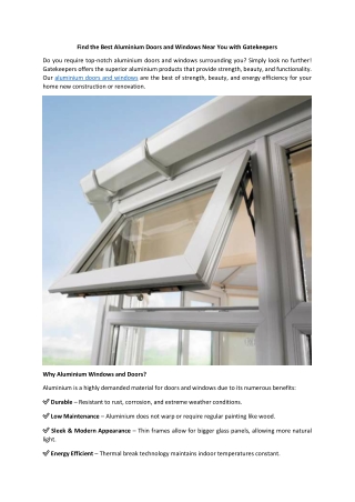 Find the Best Aluminium Doors and Windows Near You with Gatekeepers