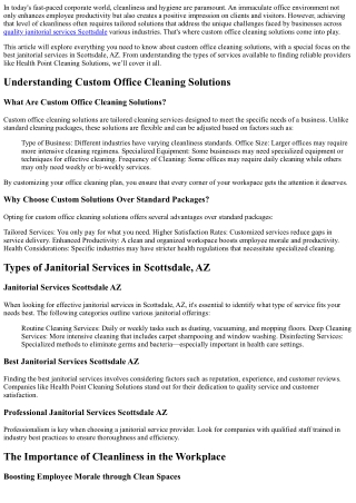 Making Sense of Custom Office Cleaning Solutions for Unique Needs