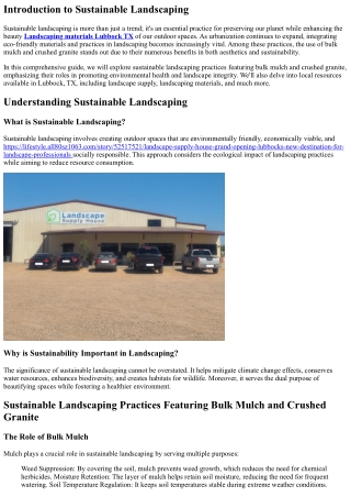 Sustainable Landscaping Practices Featuring Bulk Mulch and Crushed granite