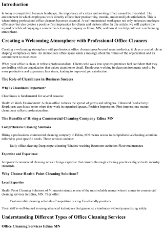 Creating a Welcoming Atmosphere with Professional Office Cleaners