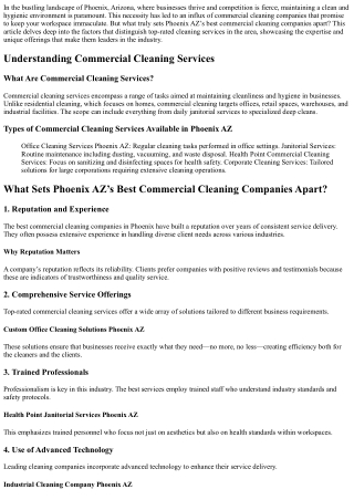 What Sets Phoenix AZ’s Best Commercial Cleaning Companies Apart?