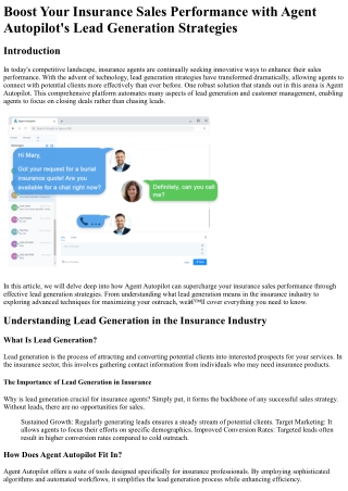 Boost Your Insurance Sales Performance with Agent Autopilot_s Lead Generation St