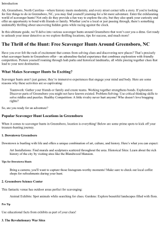 The Thrill of the Hunt: Free Scavenger Hunts Around Greensboro, NC