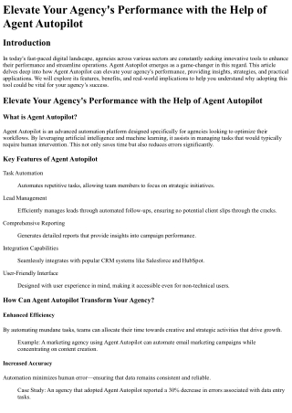 Elevate Your Agency_s Performance with the Help of Agent Autopilot