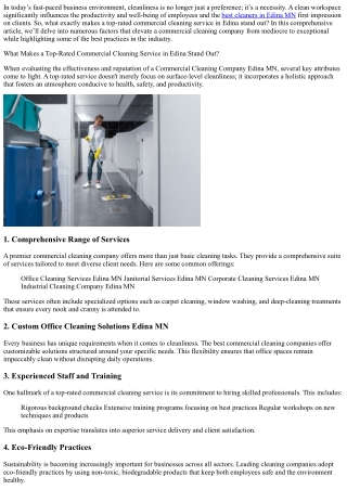 What Makes a Top-Rated Commercial Cleaning Service in Edina Stand Out?