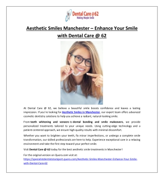 Aesthetic Smiles Manchester - Enhance Your Smile with Dental Care @ 62