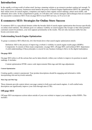 E-commerce SEO: Strategies for Online Store Success