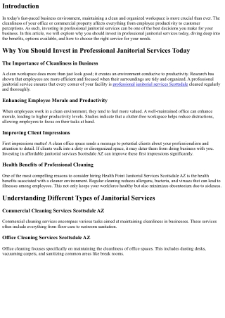 Why You Should Invest in Professional Janitorial Services Today