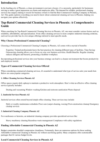Top-Rated Commercial Cleaning Services in Phoenix: A Comprehensive Guide