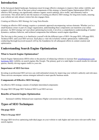 Creating an Effective SEO Strategy for Long-Term Results