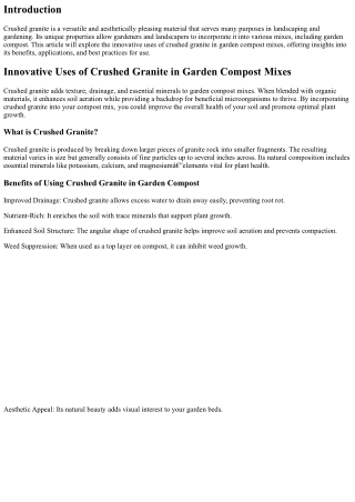 Innovative Uses of Crushed Granite in Garden Compost Mixes