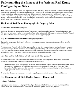 Understanding the Impact of Professional Real Estate Photography on Sales